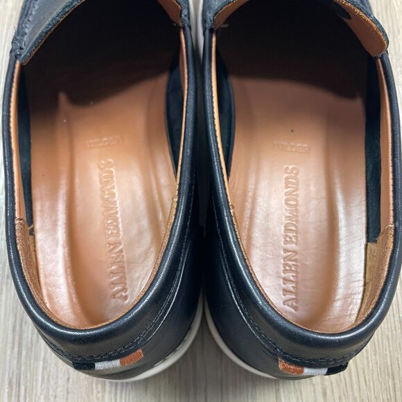 Allen Edmonds Wilder Mens 9 Black Slip On Loafers Venetian Leather Low Top - Picture 9 of 10